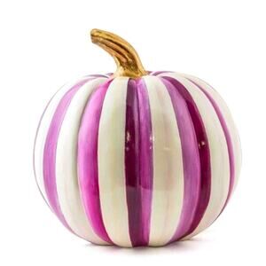 NEW Mackenzie Childs Plum Stripe Medium Pumpkin in Original Box